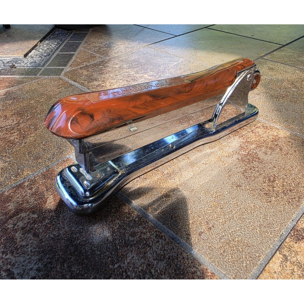 Executive Aceliner 502 Vintage Stapler Brown Faux Walnut Woodgrain